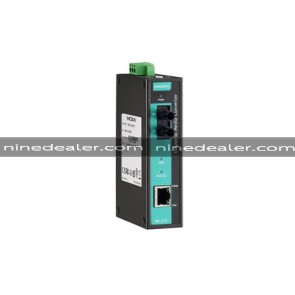 Industrial 10/100BaseT(X) to 100BaseFX media converter, multi mode, ST connector, -40 to 75 °C